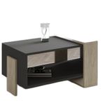Meleni Orta Sehpa – 90 cm Modern Tasarım – Raflı, Traverten/Antrasit