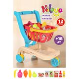 Meleni Toys 12 Parça Niloya Market Arabası - Oyuncak Meyve Sebze Atıştırmalık Çıkarılabilir Alışveriş Sepeti
