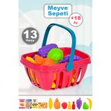 Meleni Toys 13 Parça Oyuncak Market Sepeti - Kulplu Meyve Sebze Atıştırmalık Alışveriş Sepeti