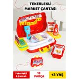 Meleni Toys 13 Parça Tekerlekli Oyuncak Market Seti - Çantalı Aksesuarlı Yazar Kasalı Çocuk Market Oyunu