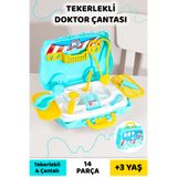 Meleni Toys 14 Parça Tekerlekli Oyuncak Doktor Seti - Çantalı Çocuk Hastane Meslek Oyunu Eğitici Öğretici Oyun