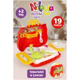 Meleni Toys 19 Parça Niloya Çantalı Mutfak Seti - Tekerlekli Tava Tencere Aşçı Meslek Oyunu Eğitici Oyuncak