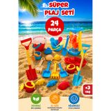 Meleni Toys 24 Parça Süper Plaj Oyuncak Seti - Değirmen ve Gemi Figürlü Karma Kum Deniz Bahçe Oyuncağı