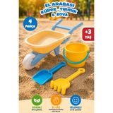 Meleni Toys 4 Parça El Arabalı Plaj Seti - Kova Kürek Tırmık Bahçe Kum Oyuncağı Mavi