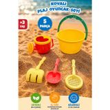 Meleni Toys 5 Parça Küçük Boy Plaj Seti - Kova Elek Tırmık Kürek ve Sulama Kaplı Kum Oyuncağı Sarı