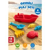 Meleni Toys 6 Parça Gemi Figürlü Plaj Oyun Seti - Tırmık Kürek Ve Kalıplı Deniz Kum Oyuncağı