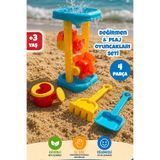 Meleni Toys Su Değirmeni Oyun Seti - Kürek Tırmık Sulama Kabı ve Dönen Değirmenli Plaj Kum Oyuncağı