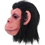 Melff Nessiworld Siyah Saçlı Kafaya Tam Geçmeli Lateks Şempanze Maskesi - Lateks Maymun Orangutan Goril Maske Et Maske