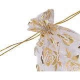Melien 20 Ad 14 cm x 12 cm Şeffaf Altın Bez Kına Düğün Mevlit Sünnet Tespih Sabun Çerez Hediye Kesesi Kese Çanta - 20 Adet