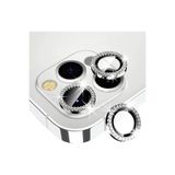 MELIFLIO iPhone 15 Pro-15 Pro Max Uyumlu Taşlı Kamera Lens Koruyucu Tamperli Cam-Silver