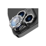 MELIFLIO iPhone 15 Pro-15 Pro Max Uyumlu Taşlı Kamera Lens Koruyucu Tamperli Cam-Siyah