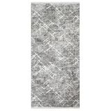 Melik Gri Soyut Modern Geometrik Etnik Eskitme Desenli Boho Makinada Yıkanabilir Hafif Hav Toz Vermez Leke Tutmaz Kaymaz Taban Dijital Makine Baskı Halı Oturma Odası Salon Yolluk Koridor Mutfak Halısı