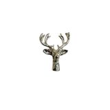melik's Gümüş Renk Geyik Kafası Figürlü Metal Obje Kulp, 4,8 cm Yükseklik
