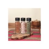 Melik's Pine 3'lü Baharat Takımı, Siyah Kapaklı Cam Baharatlık, 112 ml