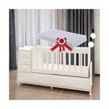 Melina 5 Çekmeceli Mdfli Büyüyen 60 x 120 Beşik - Beyaz + Yatak