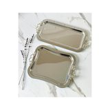 Melinda 2 li Gümüş Çay Kahve Servis Sunum Tepsisi Set Dikdörtgen(33x17) - İtalyan(21x26)