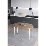 MELİNDA 60x90 Cm Atlantik Çam Desen Beyaz Metal Ayak Mutfak Masası Yemek Masası Balkon Masası Çalışma Masası (Atlantik Çam-Beyaz Ayak)