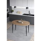 MELİNDA 60x90 Cm Atlantik Çam Desen Mutfak Masası Yemek Masası Balkon Masası Çalışma Masası (Atlantik Çam-Siyah Ayak)