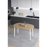 MELİNDA 60x90 Cm Safir Meşe Tabla Beyaz Metal Ayak Mutfak Masası Yemek Masası Balkon Masası Çalışma Masası (Safir Meşe-Beyaz Ayak)