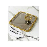 Melinda Fiore Kare Tepsi- Fiore Lokumluk Gold-Gümüş Çay Kahve Servis Sunum Tepsisi (21x21)