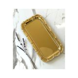 Melinda home Fiore Gold-Gold Dikdörtgen Çelik Çay, Kahve, Servis Sunum Tepsisi 1 ADET (33x17)