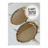 Melinda Lunea 6’lı Gold Kulplu Oval Sunum Servis Tepsisi (20x25cm)