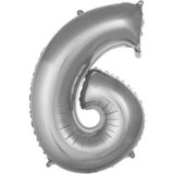 Melins Fırsat Ayı Balon 6 Rakam 76 Cm Gümüş Folyo Balon 34 Inc