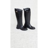 Melinta Shoes Melinta Tokalı Fermuarsız Binici Çizme - Siyah