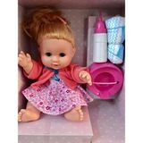 Melis Bebek Türkçe Konuşan Altını Islatan Kız Çocuk Oyuncağı 35 Cm Pembe Desenli