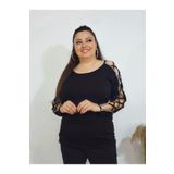 Melis Designer Büyük Beden Kolları Taşlı Bluz Çapraz Biyeli