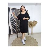 Melis Designer Büyük Beden Renkli Biyeli Elbise