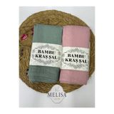 MELİSA AVM 2 Adet Bambu Kraş Şal kenarı dikişle-turkuaz-pembe