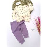 Melisa Baby Çiçek Desen Önden Düğmeli 2'li Takım Mor - 3 - 6 Ay