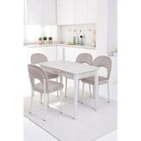 Melisa Hilal Lak Panel Açılır Mutfak Masa Sandalye Takımı 60X100 - Beyaz - Siyah