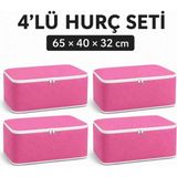 Melisa Tekstil 4'lü Yastık ve Çok Amaçlı Saklama Hurcu Seti 65 x 40 x 32 cm Pembe – Düzenleyici Organizer