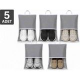 Melisa Tekstil 5'li Ayakkabı Saklama Çantası Valiz Içi Düzenleyici Organizer Seti 32X45 cm - Gri - 32 x 45 cm
