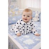 Melisa Ticaret %100 Pamuk Erkek Bebek 2li Pijama Takımı Baskılı - Beyaz - Lacivert - 6 - 9 Ay