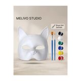 melivo studio Kedi Maskesi Boyama Seti - Çocuklar İçin Kendin Yap Aktivite Kiti (6 Renk Boya + 2 Fırça Dahil)
