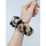 Melkady 179AB - Orta Boy Leopar Desenli Suni Kürk Peluş Saç Lastiği, Toka - Kahverengi