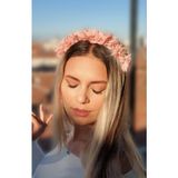 Melkady 232A - Çiçekli Şık Broşlu Taç, Lohusa Tacı, Frida, Özel Gün Tacı - Pembe