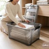 Melkan Home 40 Litre Saklama Kutusu, Kilitli Kapaklı Plastik Depolama Düzenleyici Füme