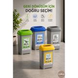 Melkan Home 4’lü Geri Dönüşüm Atık Kutusu Seti 50 Litre – Cam, Kağıt, Plastik ve Metal Atık Ayrıştırma Kutuları 33,5X43,5X60 cm