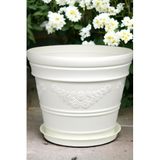 Melkan Home Antik Papatya Desenli Beyaz Renk Saksı 21 Litre Beyaz