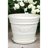 Melkan Home Antik Papatya Desenli Beyaz Renk Saksı 21 Litre