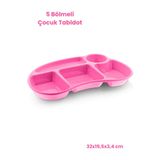 Melkan Home Bölmeli Çocuk Yemek Tabldot - Anaokulu & Kreş Için Kahvaltı ve Yemek Tabağı Tabildot - Pembe