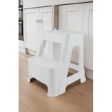 Melkan Home Çift Basamaklı Beyaz Tabure - Büyük Boy Basamaklı Tabure - 2 Basamaklı Mutfak Banyo Taburesi Beyaz