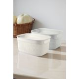 Melkan Home Damla Desen Sepet 2'li Set 6,6 Litre Banyo Sepeti Çok Amaçlı Sepet Havlu Sepeti