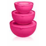 Melkan Home Kapaklı Yuvarlak Kase 3'lü Set Milenyum Pembe Renk (0,6L 2,5L 4L)