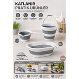 Melkan Home Katlanabilir Ev Düzenleme Seti 3'lü – Katlanır Çamaşır Selesi 25 L, Katlanabilir Su Kovası 12 L ve Katlanır Maşrapa 1,1 L