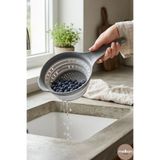 Melkan Home Katlanabilir Süzgeç, Saplı Akordiyon Süzgeç, Yer Kaplamaz Silikon Katlanır Süzgeç 600 ml Gri
